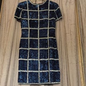 A.J. Bari Blue Sequin Midi Dress